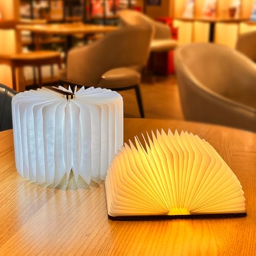 Portable Wooden Book Lamp - 3 Color USB Rechargeable Night Light for Home and Office Decor, Perfect Birthday Gift