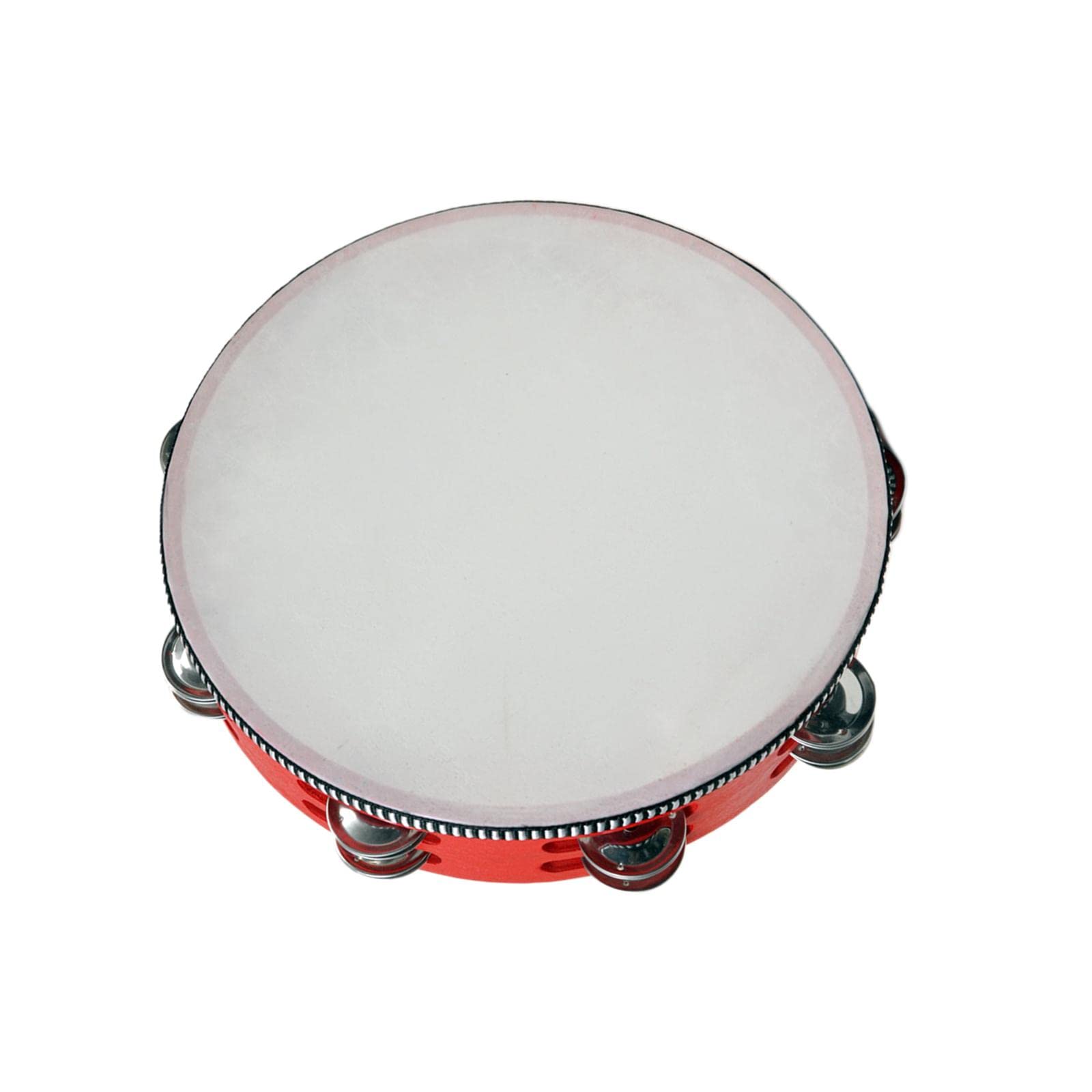 Juego de 5 panderetas de mano de madera para percusión para fiestas de iglesia, adultos, 25,4 cm, color rojo, 25,4 cm