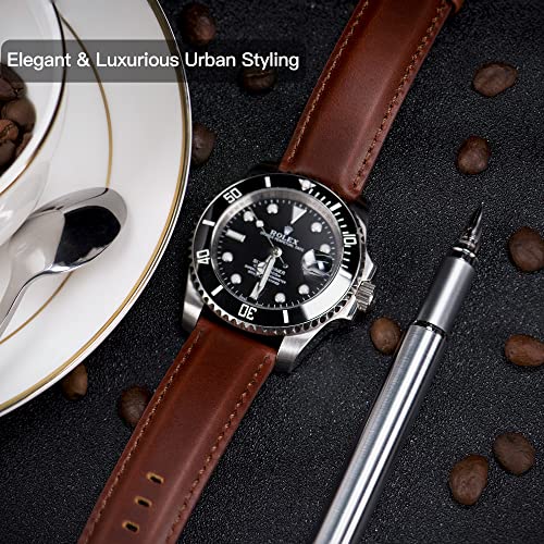 Image of OTTOODY Leather Watch Bands Quick Release, Elegant Top Grain Leather Watch Straps for Men & Women, Choice of Color & Width - 18mm, 19mm, 20mm, 21mm or 22mm Wristbands Bracelet for Watch & Smartwatch