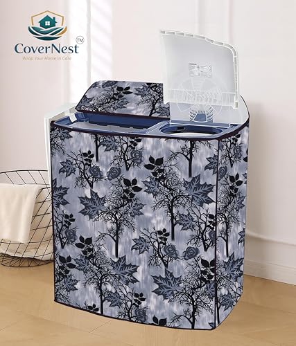Image of Covernest Semi Automatic Washing Machine Cover, Dustproof, Compatible with 6 Kg -7.5 Kg Washing Machines (WMC-BLACK JHAD SEMI)
