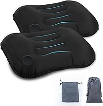 SIGANDG Cuscino Gonfiabile da Campeggio 2 Pezzi Cuscino Gonfiabile Ultraleggero design della curva del corpo, adatto per spiaggia, campeggio, escursionismo, trekking