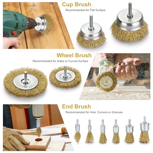 Palawaik WIRE BRUSH FOR DRILL RUST REMOVAL Wire Wheel For Drill - 24 Pack Brass Wire Wheel Cup Brush And End Brush Set thumb #1