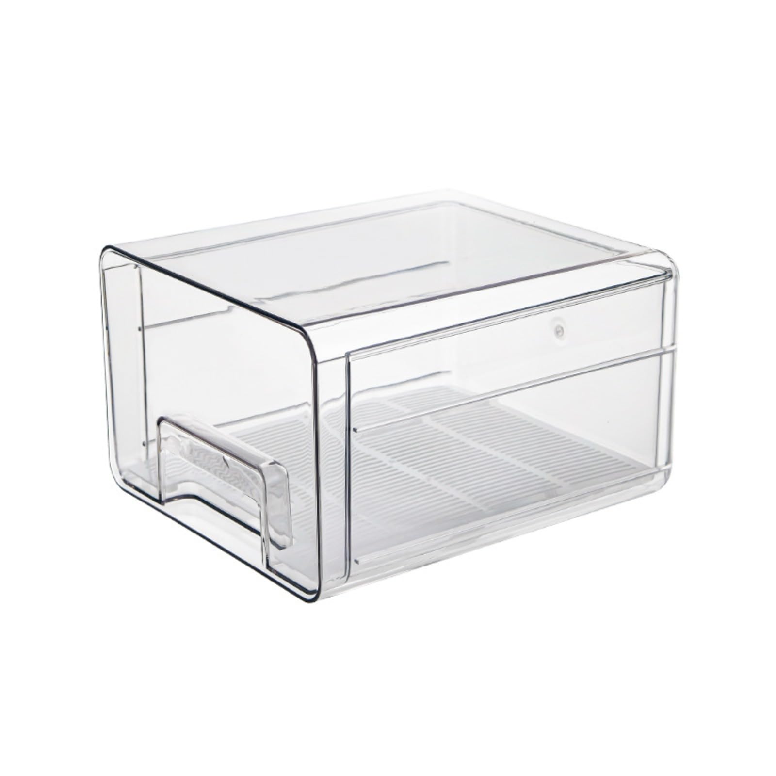 Stackable Fridge Storage Drawers with Lids, Pull Out Organizer Bins
