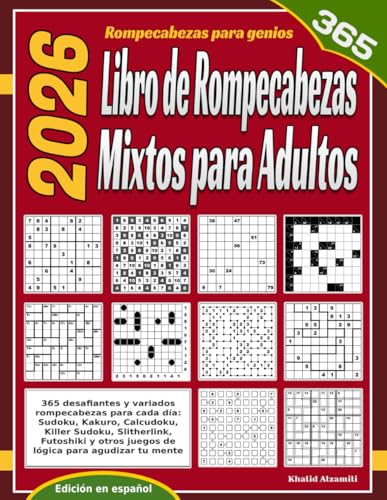 2026 Libro de Rompecabezas Mixtos para Adultos: 365 Rompecabezas Variados Difíciles para...