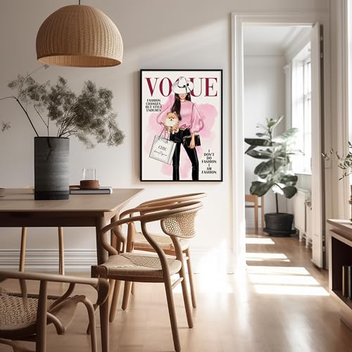 Image of Poster Master Lady with Dog Print - I Am Fashion Poster - Modern Trendy Art - Chic Gift for Women & Fashionista - Haute Couture Decor for Bedroom or Girls Room - 16x20 UNFRAMED Wall Art