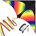 HONBO Rainbow Delta Cerf-volant pour adultes et débutants pour enfants - Ligne de kit et pivot inclus - Idéal pour les jeux en plein air et l'été - Jouet de plage pour enfants