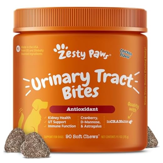 Zesty Paws Cranberry Supplement for Dogs - Bladder Control for Dogs - Urinary Tract Support - Cranberry Chews - Immune & Gut Support - Chicken - 90 Count