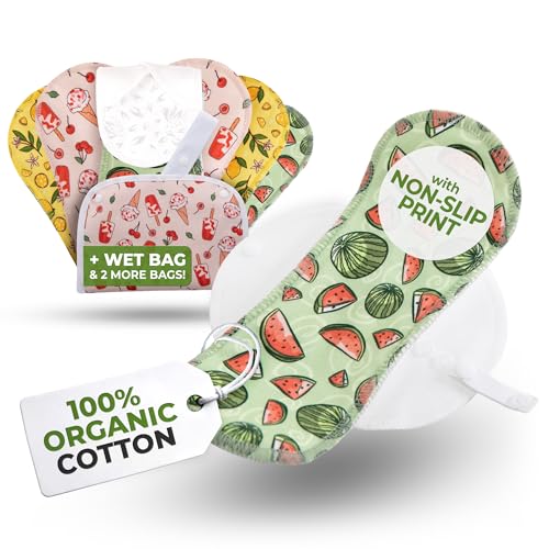 Image of Non-Slip, Organic Cotton Reusable Panty Liners for Teen Girls (Small 7-Pack) - 100% Breathable & High-Temp Washable Cloth Panty Liners for Vaginal Discharge - Gentle on Skin, Stay Fresh & Dry Daily