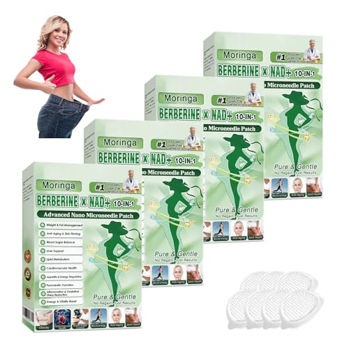 2026 New Upgraded Style Moringa 10-in-1 Nano Microdarts Patch Advanced Moringa Patches Natural Body Patches for Women and Men - Gentle Formula for All Skin (4PCS 4 Boxes)