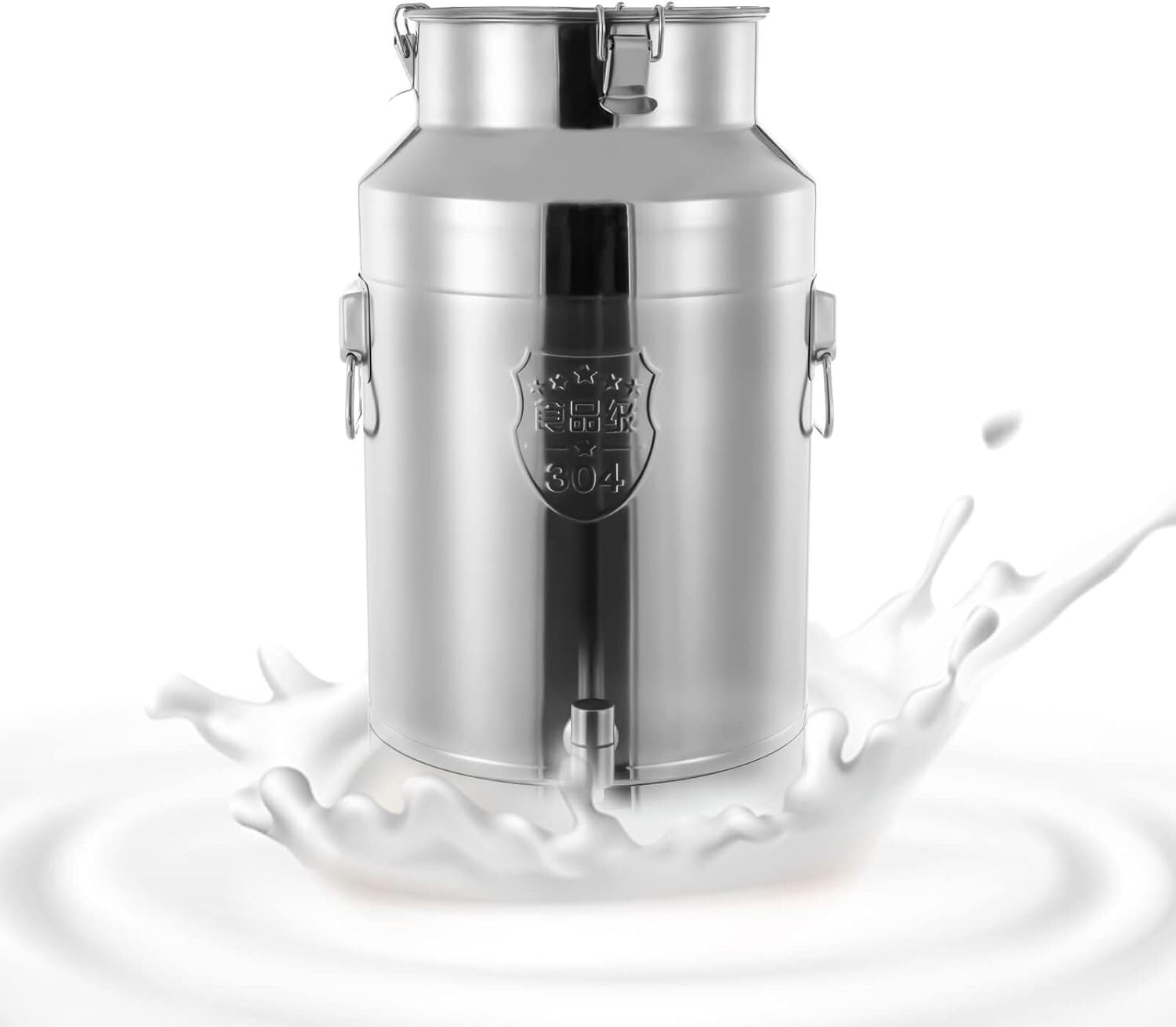 MYUYEE 35L Stainless Steel Milk Churn Can Jug Canister With Lid Milk Liquid Storage With Thickened Lid