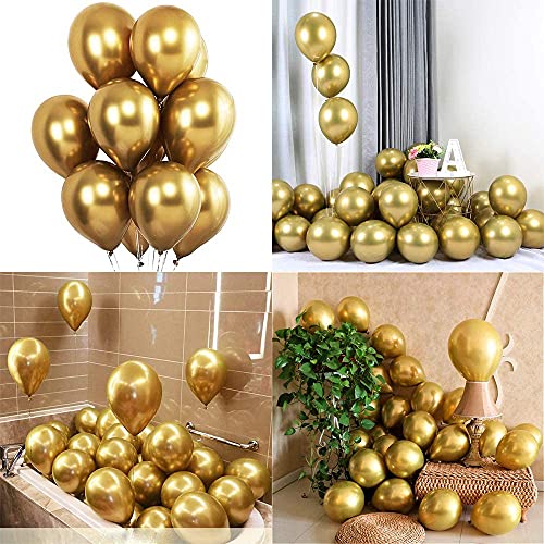 Image of Toyshine Chrome Metallic Balloons for Party 50 pcs 12 inch Thick Latex balloons for Birthday Wedding Engagement Anniversary Festival Picnic Family Party Decorations-Gold