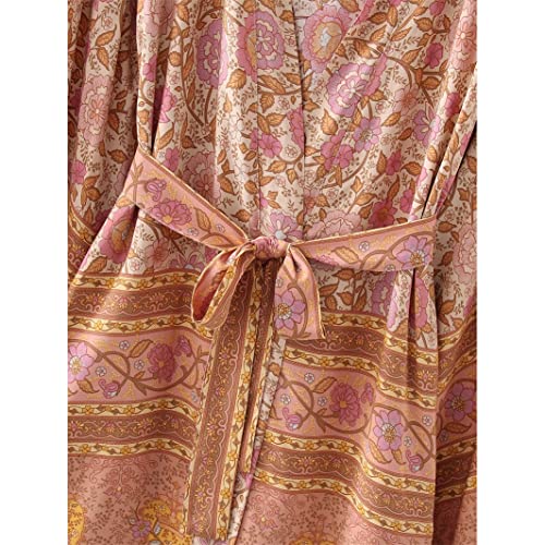 Vestido kimono boho transpirable cuello V holgado contra el calor de playa 3