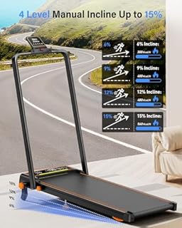 Walking Pad Treadmill with 15% Incline & Dual LED Display, 4 in 1 Walking Pad with Handle Bar, 3.5HP Foldable Treadmill with Incline, Treadmills for Home 350LBS, 4 Adjustable Incline, RGB Light