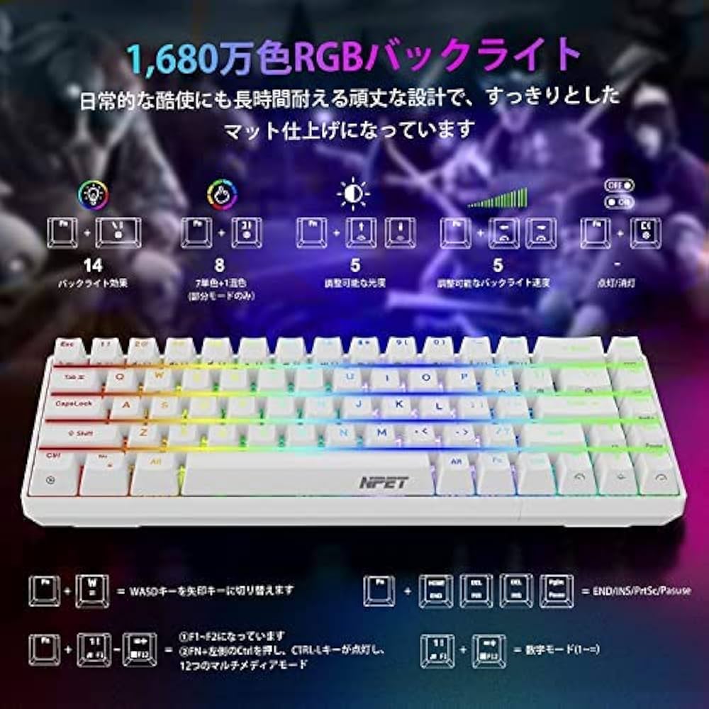 Amazon.co.jp: NPET K61 RGB Mini 小型 60%メカニカルゲーム