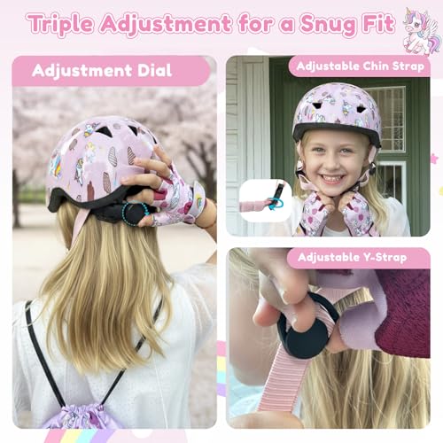 Image of Toddler Bike Helmet with Gloves and Backpack Set, 3 Sizes for Baby Infant to Kids Ages 1-3 3-5 5-8+, Adjustable Boys Girls Bike Helmet for Bicycle /Scooter /Skateboard /Roller Skate