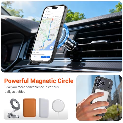 Image of SUPFINE Magnetic for iPhone 17 Pro Case Black | (Compatible with MagSafe)(Military Grade Drop Protection)(Camera Protection)Translucent Matte Phone Cover