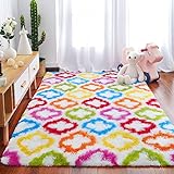 Tepook Soft Rainbow Rug for Girls, Indoor Modern Fluffy Bedroom Rug, Plush Comfy Kids Rug for...