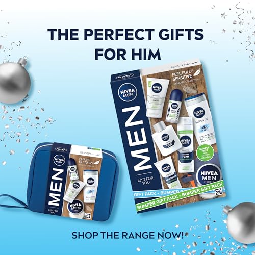 NIVEA MEN Feel Fully Sensitive Skincare Collection Bumper Gift Pack, with Shower Gel, Anti-Perspirant, Face Wash, Shaving Foam, Post Shave Balm and Moisturisers - Image 4