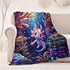 onlcuk Cute Axolotl Underwater Blanket, Cozy Flannel Smiling Axolotls Throw Blanket, Soft Fuzzy Blankets for Travel Home Decor, All Season Lightweight Couch Bed Cover, Gifts for Women Kids 60"×80" #1