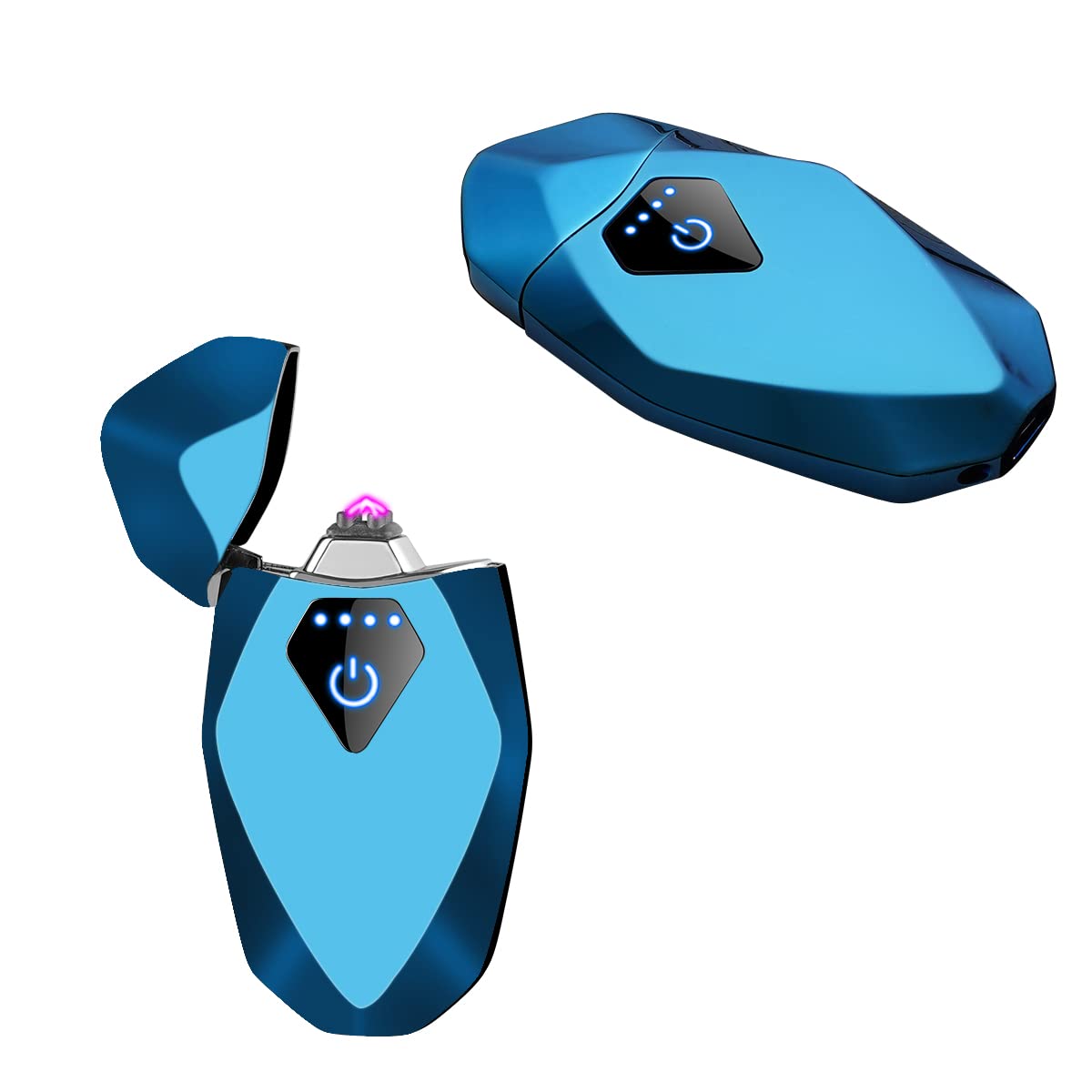 Lighter, Electric Lighter USB Rechargeable Arc Lighter Plasma Lighter Windproof Lighter ith LED Battery Indicator (ICY Blue)