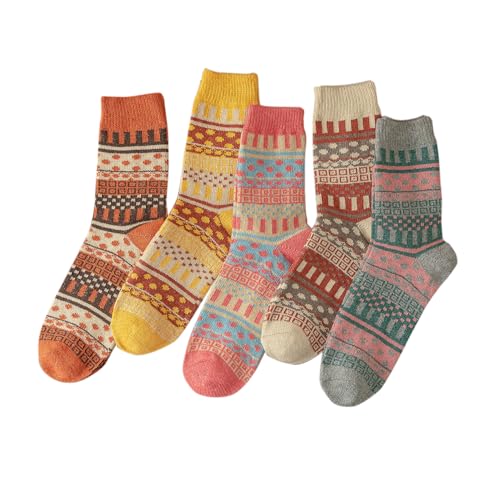 5 Pairs Winter Socks For Women Couple Socks Thick Warm Soft 2 Size 5-9/9-11