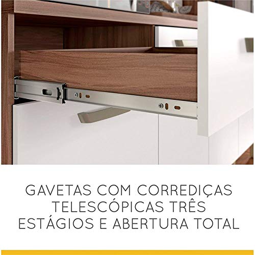 Armário de Cozinha 7 Portas 2 Gavetas Master Nesher Móveis Branco/Madeirado