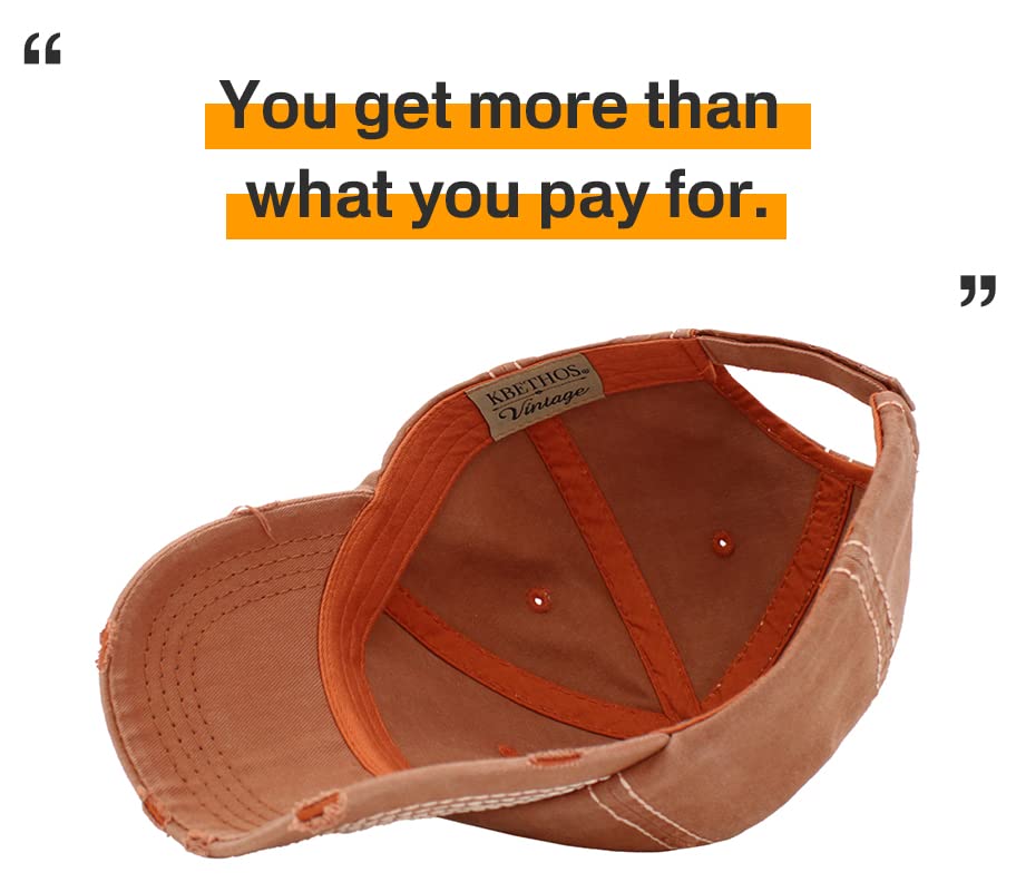 Image of KBETHOS Vintage Washed Distressed Cotton Dad Hat Baseball Cap Adjustable Polo Trucker Unisex Style Headwear