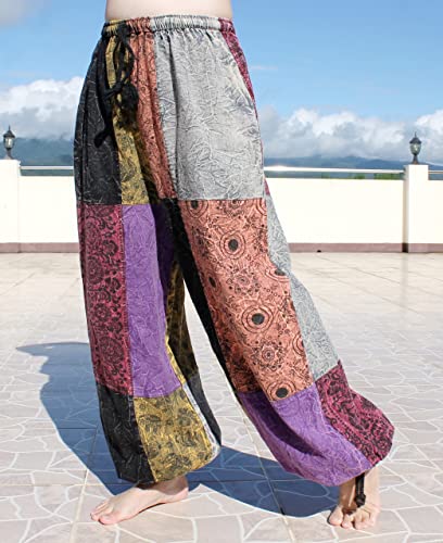 Cotton Pants Quiltwork Elastic Ankle Wide Leg Baggy Balloon Pants2