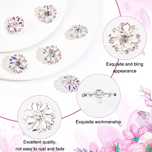 FINGERINSPIRE 6PCS 26.5MM Flower Brass Rhinestone Shank Buttons Crystal AB Color Sew On Buttons with 1-Hole and Flat Back - Image 4