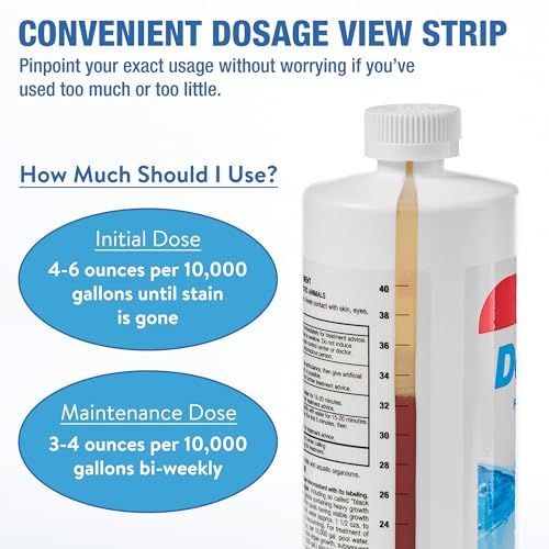 Image of Doheny's Extra-Strength Metal Out Pool Treatment | Professional-Grade, Highly Concentrated Formula | Reduces Staining, Scaling & Discoloration | Dosage View Stripe | 40 Oz. Bottle