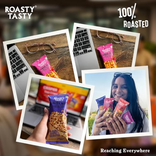 Image of Roasty Tasty Assorted Namkeen Combo | Roasted Millet Snacks Pack | Palm Oil-Free, No Cholesterol, No Trans Fat Snacks, Namkeen & Roasted Chana I Replacement to fried namkeen, potato chips, bhujiya | Healthy Snacks for Weight Management | Pack of 30