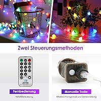 200LED Lichterkette Strombetrieben,27M Lichterkette Kugel RGB mit Stecker für Außen und Innen,IP44 Wasserdicht Lichterketten mit Dimmbar Fernbedienung,Ideal für Zimmer,Weihnachten,Party,Garten – Ansicht 5