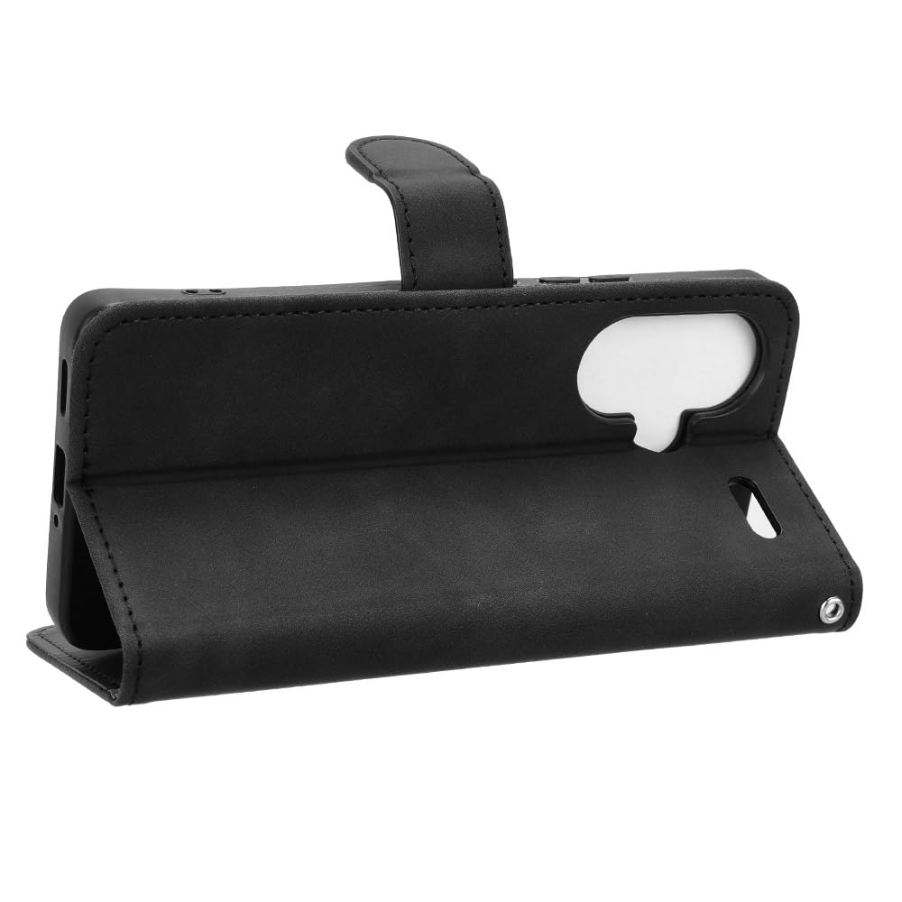 HAOYE Leather Folio Cover per Xiaomi Redmi 10 5G, PU Premium Filp Case Custodia in Pelle Portafoglio con [Funzione Stand] [Porta Carte] [Magnetica], Nero