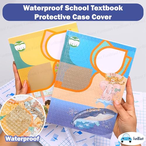 Image of FunBlast Transparent Sticker Book Cover Film - 16K Size -10 Each, Book Biding Cover, Waterproof School Textbook Protective Case Cover, Cut Self-Adhesive Book Cover Sticker (Transparent, 16K)