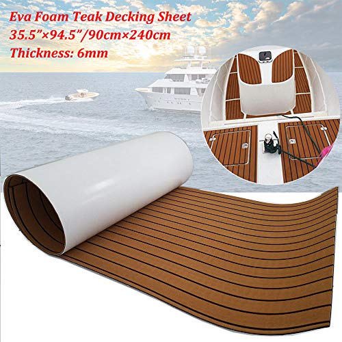 Eva Synthetic Teak Deck Mat For Boat UV Resistant 94.5"x35.4" Light Brown