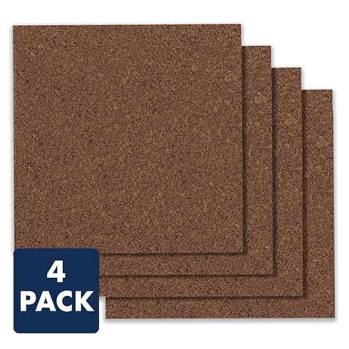 Quartet Cork Tiles, Bulletin Board Cork Panels 12" x 12" x 3/8", Dark Brown, 4 Pack (101)