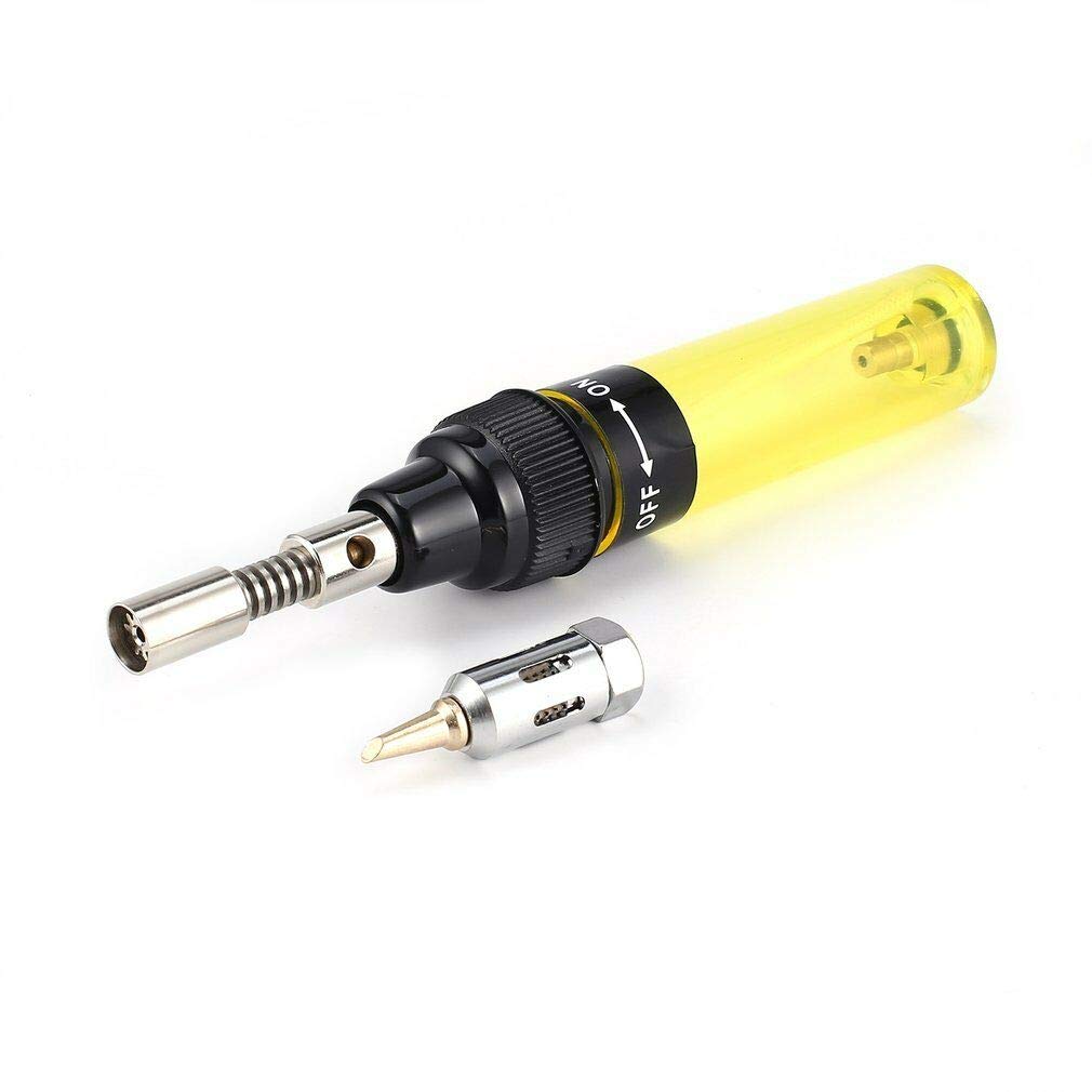 Maso Yellow Cordless Iron Gun Portable Butane Cordless 8Ml 1300℃ Gas Blow Torch Soldering Solder Iron Gun Welding Pen Burner Welding Tools - Transparent