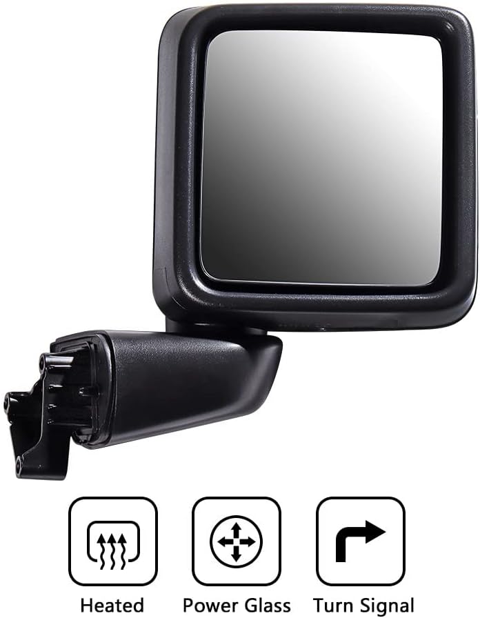 Astra Depot Pair Power Heated Manual Fold Rearview Mirror Replacement for 2018-2024 Jeep Wrangler JL 2020-2023 Gladiator Driver Passenger Side (Plus Turn Signal Light)