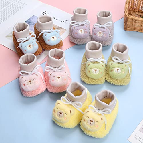 Baby Winter Sock Booties Infant Cartoon Fleece Warm Crib First Walker with Long Cotton Socks Stay On Slipper Shoes3
