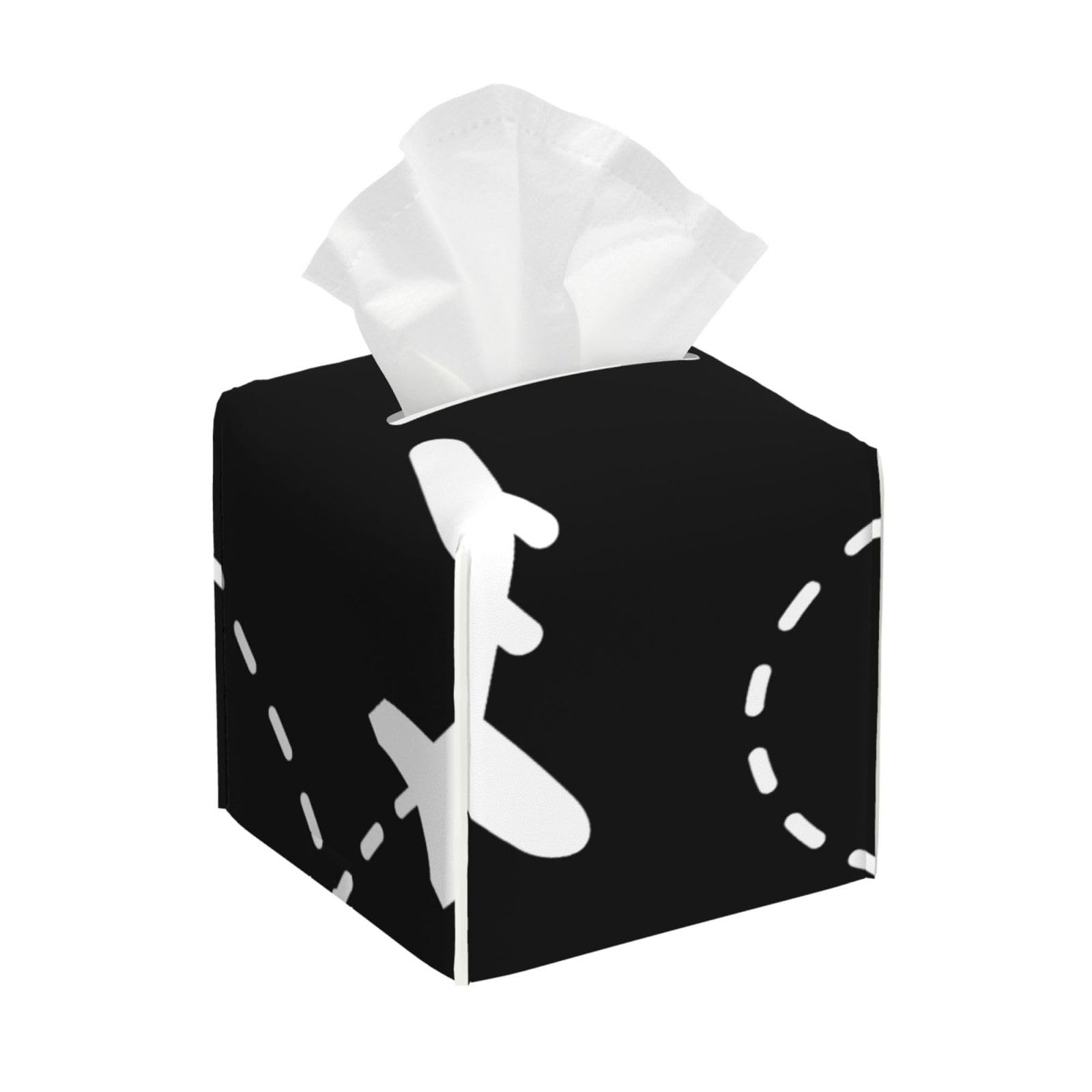 Airplane Heart Square Tissue Box Cover with Modern and Stylish Bottom Tissue Box Storage Space