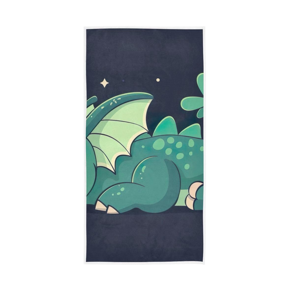 HUYGD Cute Sleeping Green Dragon Hand Towel, Decorative Towels for Bathroom, Gym, Hotel, Spa 15 x 30 Inches
