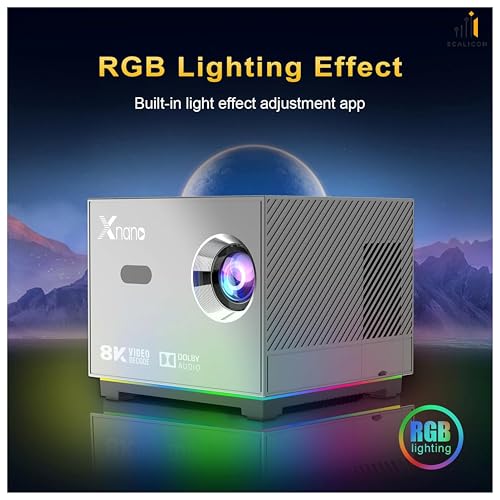 Image of XNANO Netflix Licensed 4K Projector with WiFi 6 & Bluetooth 5.0 | 300 ANSI Brightness, 8K Decode, Dolby Audio, Electric Focus, 4D /4P Keystone, RGB Lights | Home & Outdoor Smart Projector