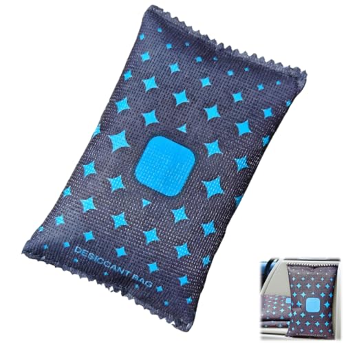 OUDQFCJ 1er-Pack Bolsas de Gel de Sílice Reutilizables con Indicador, Deshumidificador para Coche y Absorbente de Humedad con Bolas de Silica para Armario y Cajón, 200 g para Auto (16 x 10cm)
