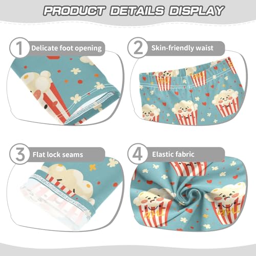 Girls Leggings Cute Popcorn Print Soft Toddler Leggings for Girls Kids Pants Size 4T-10T3