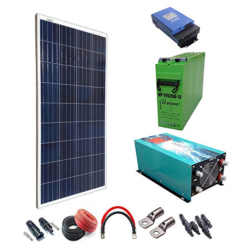Solar Kit 1800 W Hour Charge Controller MPPT 60 A Inverter 5000 W Wave Pure Charger with 80 a Battery AGM tfs-250ah