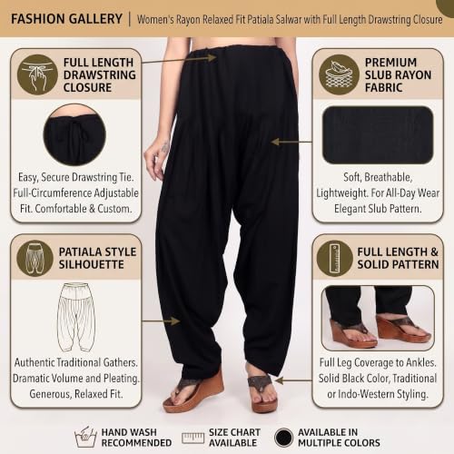 Image of FASHION GALLERY Women's Rayon Relaxed Fit Patiala Salwar with Full Length Drawstring Closure Type and Flexible Waist | Patiala Pant for Woman Free Size Fit Upto XXL
