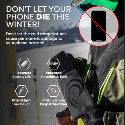 Image of PHOOZY Apollo II Thermal Phone Case with NASA-Derived Technology - Extends Battery Life 4X in Cold Weather and Heat - Military Grade 8-Foot Drop Protection Insulated Pouch - Medium Black