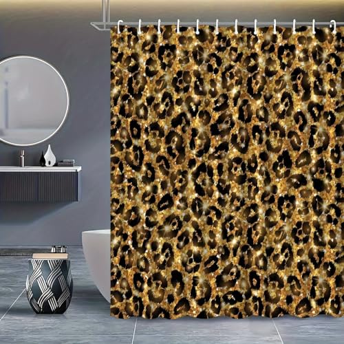 Rideau de douche léopard rétro grand format imperméable et ultra résistant - 3