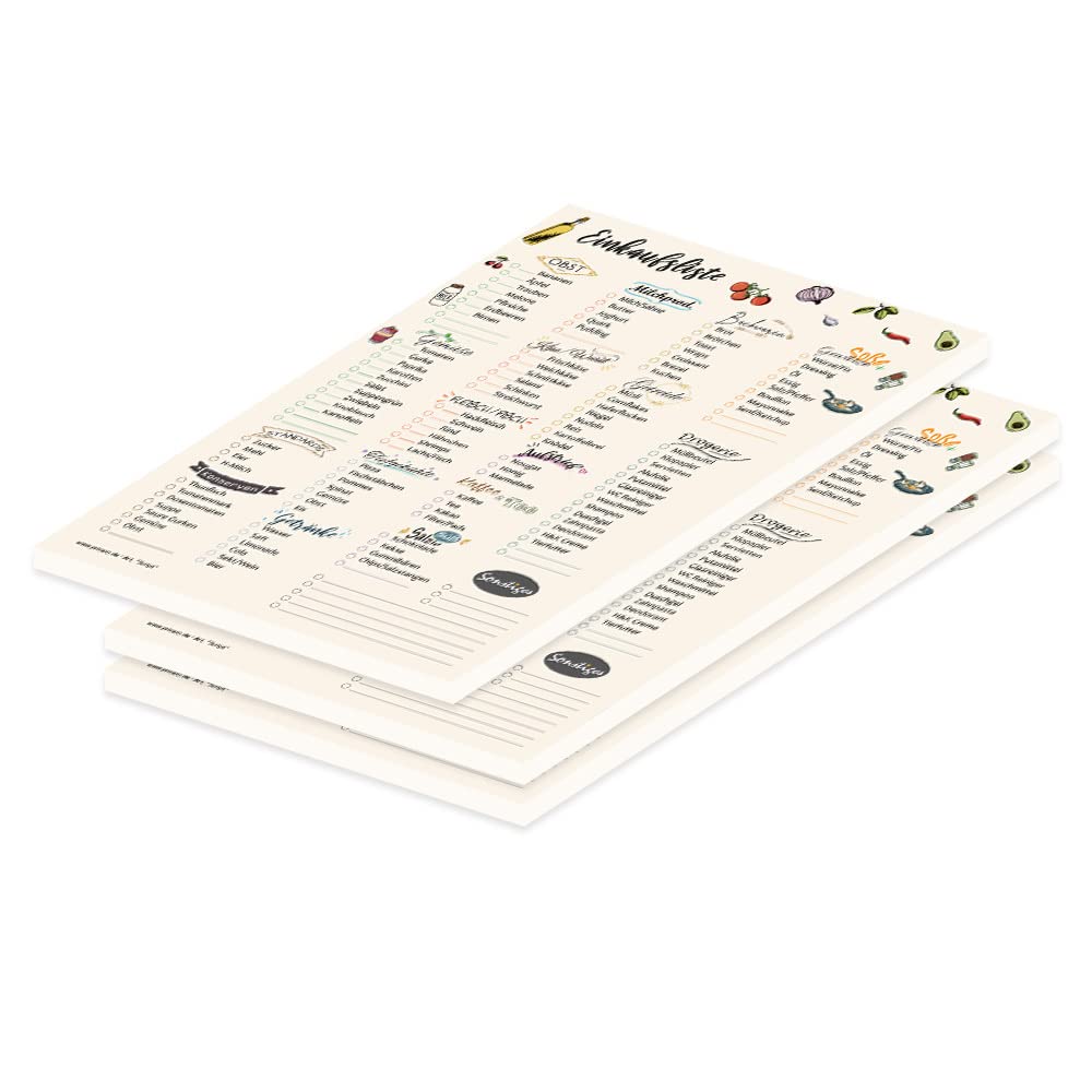 PRICARO Einkaufsliste Wohnen, magnetisch, A5, 50 Blatt, 3 Stück