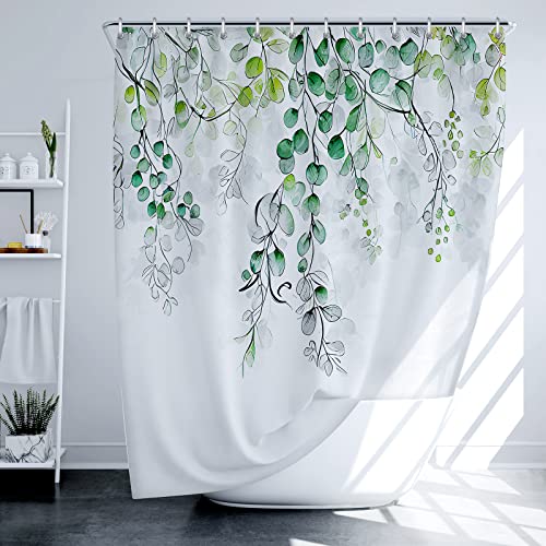 LIVETTY Shower Curtain 180×180cm Plant Bathroom Decoration Leaves Shower Curtains Mould Proof Floral Shower Curtain Fabric Bathroom Curtain with 12 Hooks Washable Quick-Drying - Image 3